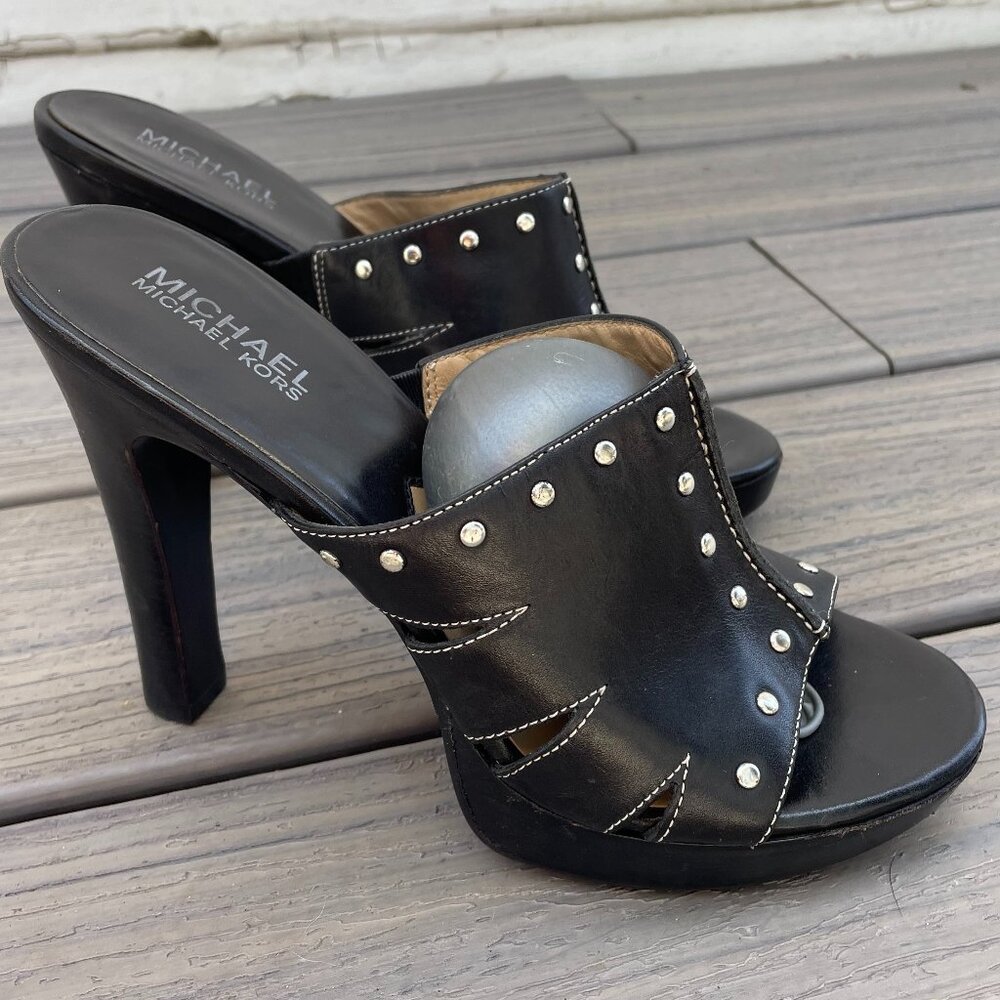 Michael Kors Black studded leather high heels size 7.5